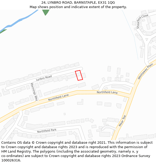 24, LYNBRO ROAD, BARNSTAPLE, EX31 1QG: Location map and indicative extent of plot