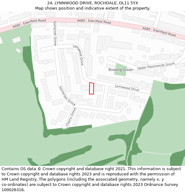 24, LYNNWOOD DRIVE, ROCHDALE, OL11 5YX: Location map and indicative extent of plot