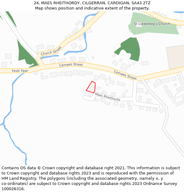 24, MAES RHEITHORDY, CILGERRAN, CARDIGAN, SA43 2TZ: Location map and indicative extent of plot