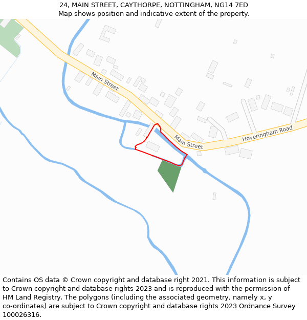24, MAIN STREET, CAYTHORPE, NOTTINGHAM, NG14 7ED: Location map and indicative extent of plot