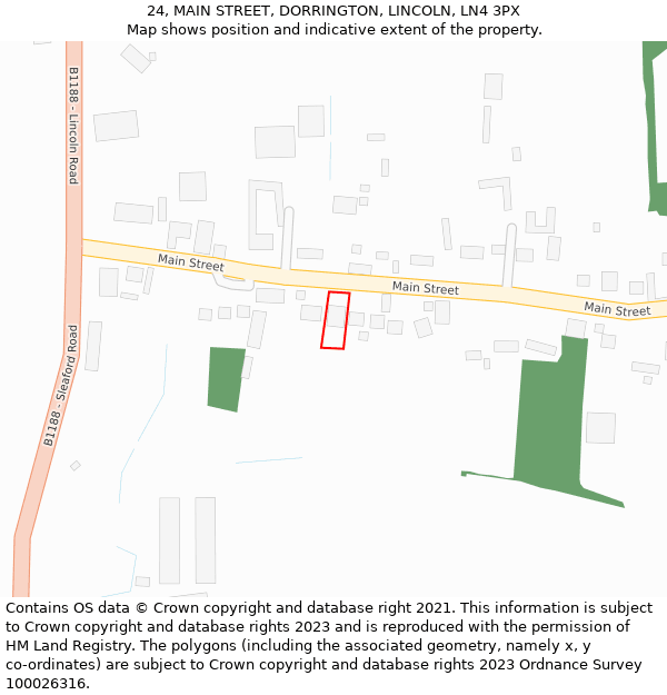 24, MAIN STREET, DORRINGTON, LINCOLN, LN4 3PX: Location map and indicative extent of plot