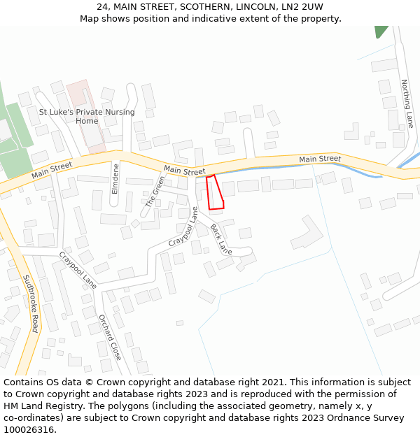24, MAIN STREET, SCOTHERN, LINCOLN, LN2 2UW: Location map and indicative extent of plot