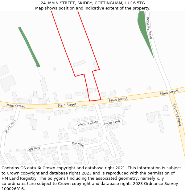 24, MAIN STREET, SKIDBY, COTTINGHAM, HU16 5TG: Location map and indicative extent of plot