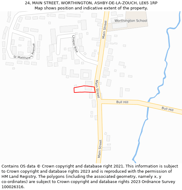 24, MAIN STREET, WORTHINGTON, ASHBY-DE-LA-ZOUCH, LE65 1RP: Location map and indicative extent of plot