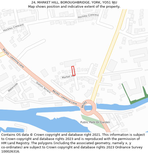 24, MARKET HILL, BOROUGHBRIDGE, YORK, YO51 9JU: Location map and indicative extent of plot