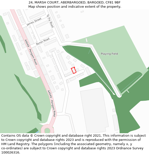 24, MARSH COURT, ABERBARGOED, BARGOED, CF81 9BF: Location map and indicative extent of plot