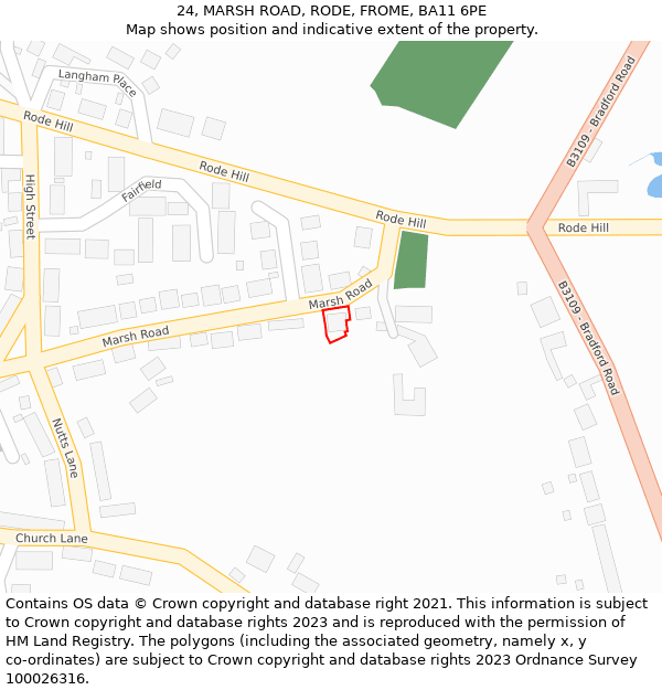 24, MARSH ROAD, RODE, FROME, BA11 6PE: Location map and indicative extent of plot