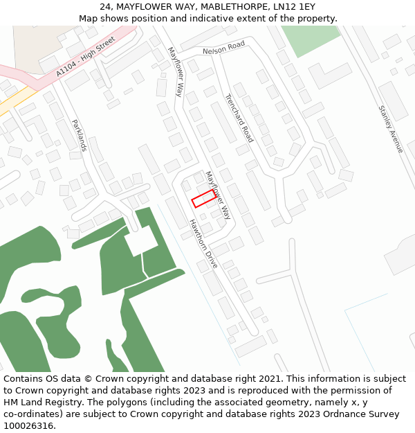 24, MAYFLOWER WAY, MABLETHORPE, LN12 1EY: Location map and indicative extent of plot