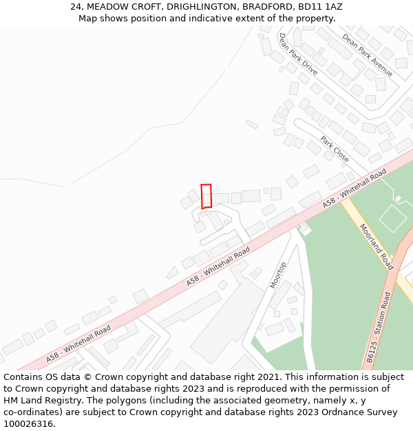 24, MEADOW CROFT, DRIGHLINGTON, BRADFORD, BD11 1AZ: Location map and indicative extent of plot