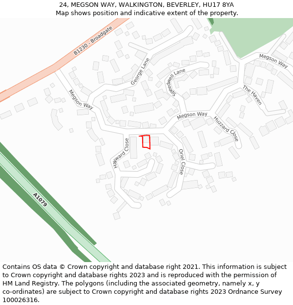 24, MEGSON WAY, WALKINGTON, BEVERLEY, HU17 8YA: Location map and indicative extent of plot