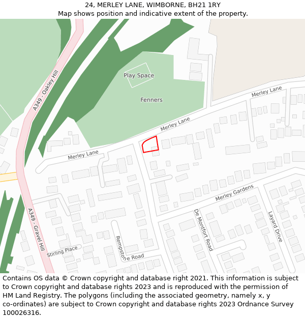 24, MERLEY LANE, WIMBORNE, BH21 1RY: Location map and indicative extent of plot