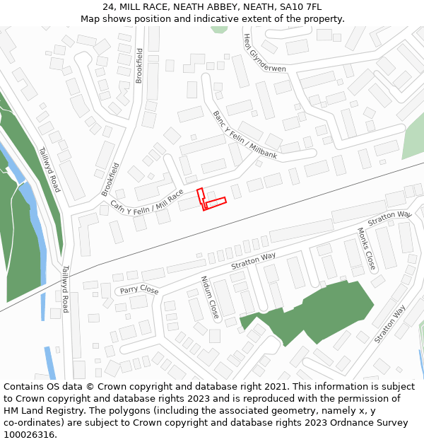 24, MILL RACE, NEATH ABBEY, NEATH, SA10 7FL: Location map and indicative extent of plot