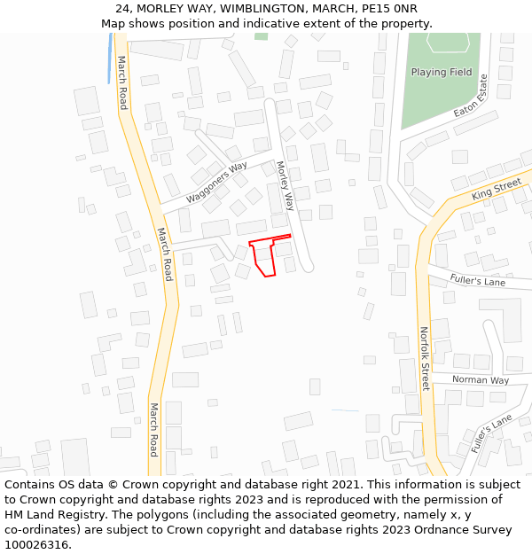 24, MORLEY WAY, WIMBLINGTON, MARCH, PE15 0NR: Location map and indicative extent of plot