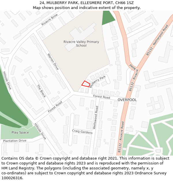 24, MULBERRY PARK, ELLESMERE PORT, CH66 1SZ: Location map and indicative extent of plot