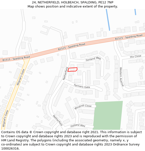 24, NETHERFIELD, HOLBEACH, SPALDING, PE12 7NP: Location map and indicative extent of plot