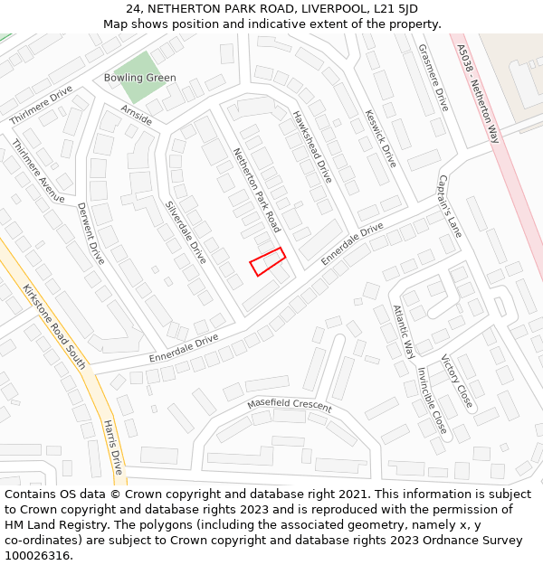 24, NETHERTON PARK ROAD, LIVERPOOL, L21 5JD: Location map and indicative extent of plot