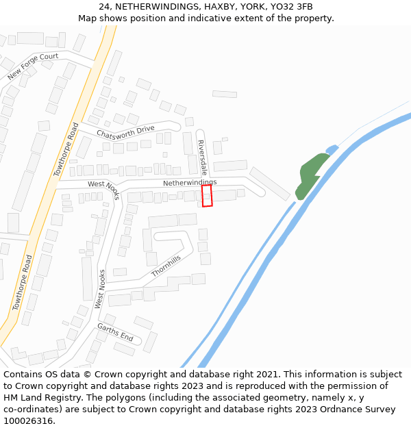 24, NETHERWINDINGS, HAXBY, YORK, YO32 3FB: Location map and indicative extent of plot