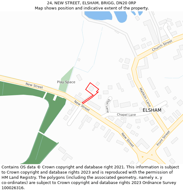 24, NEW STREET, ELSHAM, BRIGG, DN20 0RP: Location map and indicative extent of plot