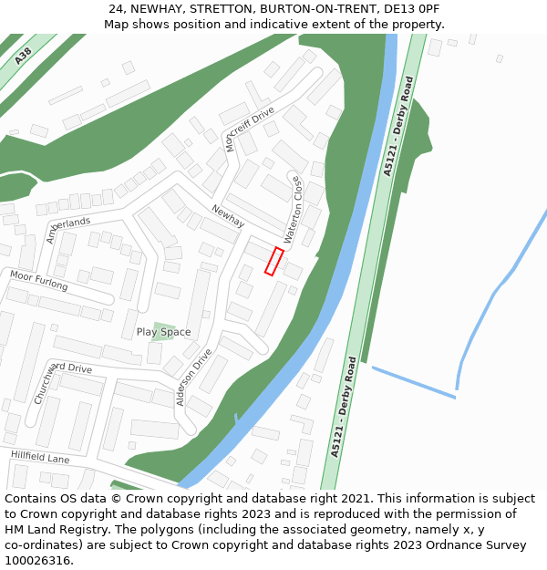 24, NEWHAY, STRETTON, BURTON-ON-TRENT, DE13 0PF: Location map and indicative extent of plot