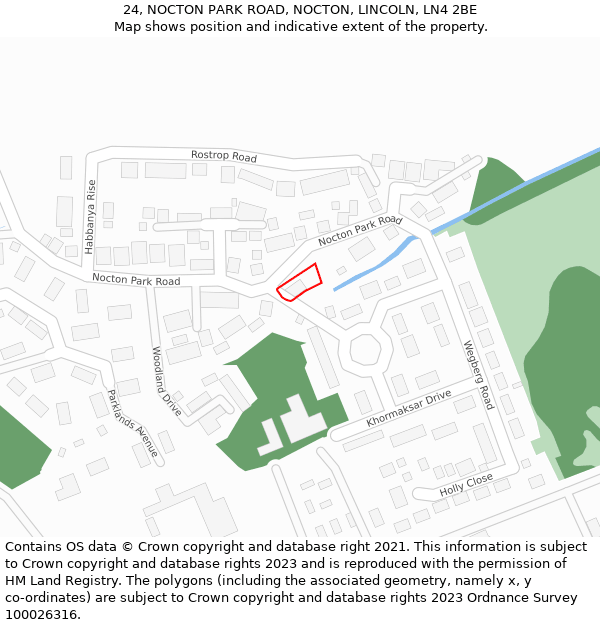 24, NOCTON PARK ROAD, NOCTON, LINCOLN, LN4 2BE: Location map and indicative extent of plot