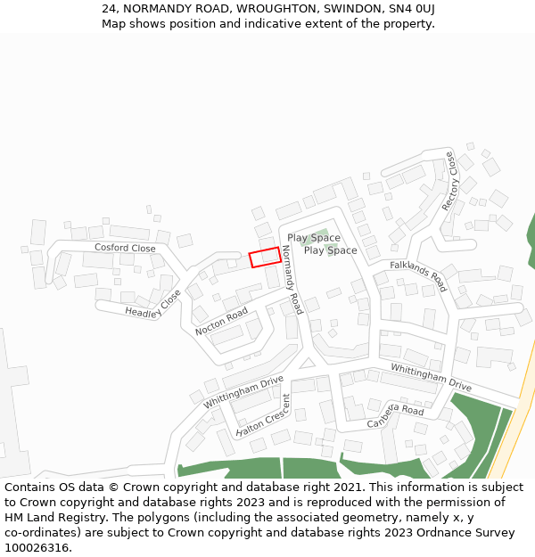 24, NORMANDY ROAD, WROUGHTON, SWINDON, SN4 0UJ: Location map and indicative extent of plot