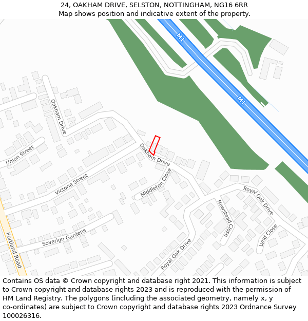 24, OAKHAM DRIVE, SELSTON, NOTTINGHAM, NG16 6RR: Location map and indicative extent of plot