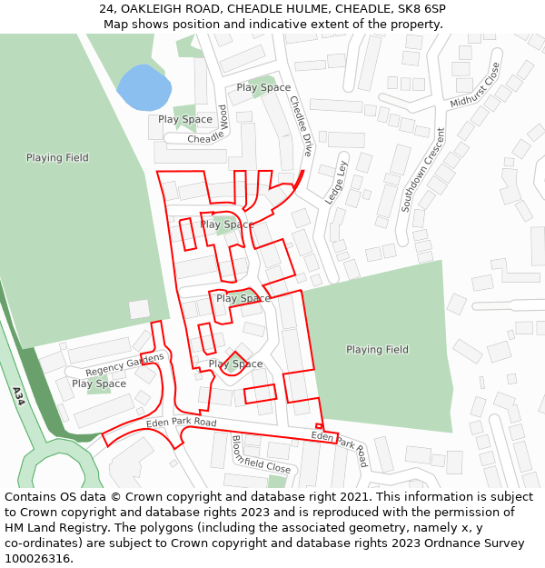 24, OAKLEIGH ROAD, CHEADLE HULME, CHEADLE, SK8 6SP: Location map and indicative extent of plot