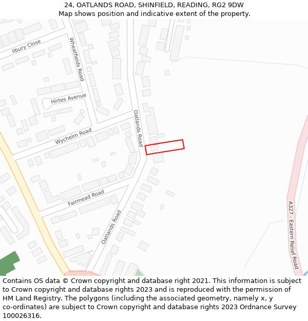 24, OATLANDS ROAD, SHINFIELD, READING, RG2 9DW: Location map and indicative extent of plot