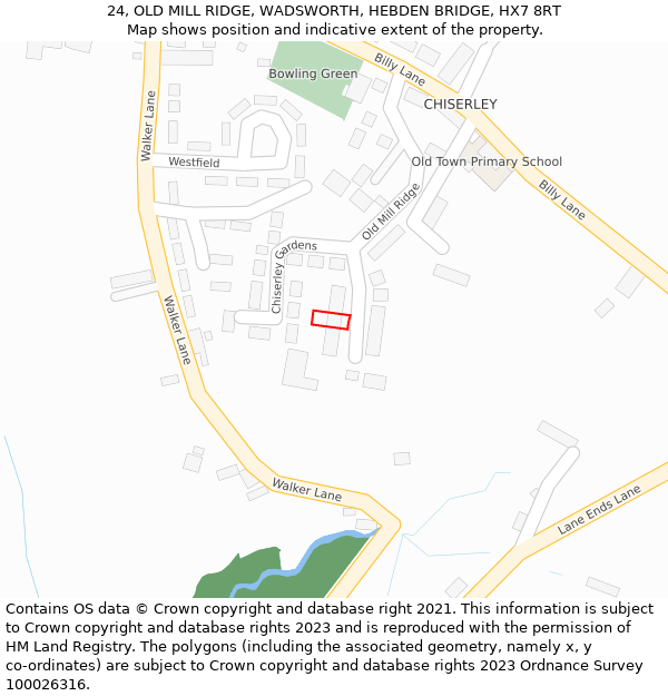 24, OLD MILL RIDGE, WADSWORTH, HEBDEN BRIDGE, HX7 8RT: Location map and indicative extent of plot