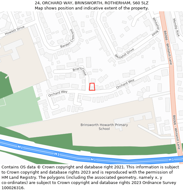 24, ORCHARD WAY, BRINSWORTH, ROTHERHAM, S60 5LZ: Location map and indicative extent of plot