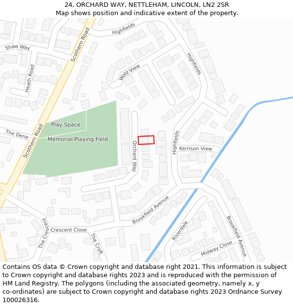 24, ORCHARD WAY, NETTLEHAM, LINCOLN, LN2 2SR: Location map and indicative extent of plot