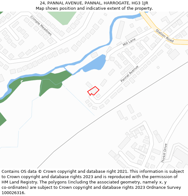 24, PANNAL AVENUE, PANNAL, HARROGATE, HG3 1JR: Location map and indicative extent of plot