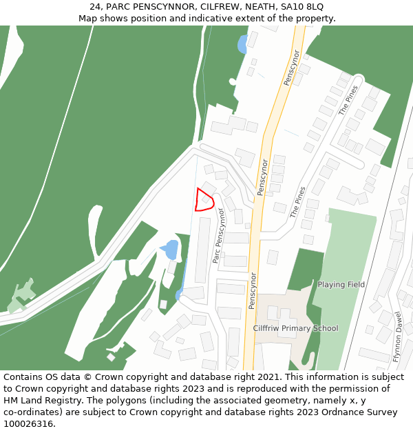 24, PARC PENSCYNNOR, CILFREW, NEATH, SA10 8LQ: Location map and indicative extent of plot