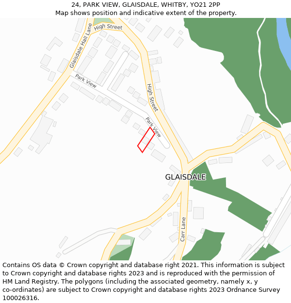 24, PARK VIEW, GLAISDALE, WHITBY, YO21 2PP: Location map and indicative extent of plot