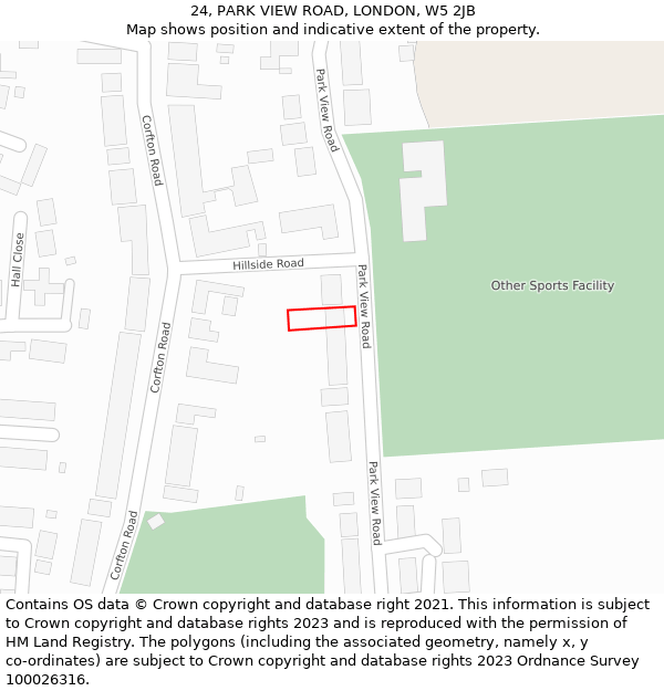 24, PARK VIEW ROAD, LONDON, W5 2JB: Location map and indicative extent of plot