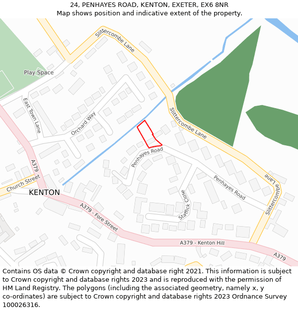 24, PENHAYES ROAD, KENTON, EXETER, EX6 8NR: Location map and indicative extent of plot