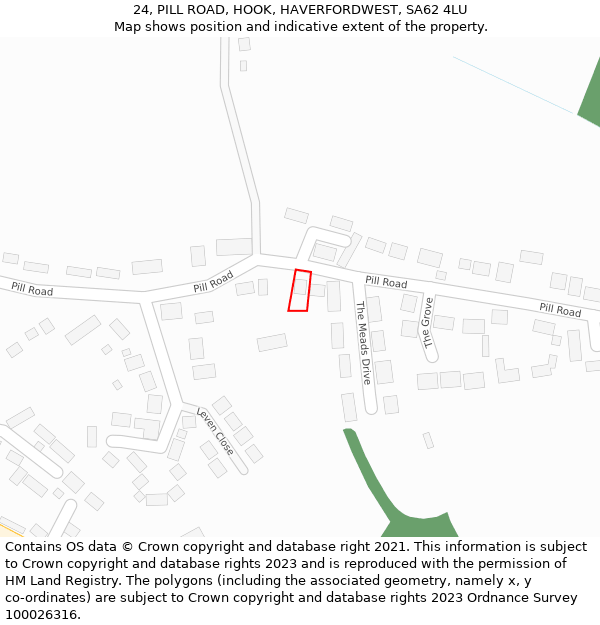 24, PILL ROAD, HOOK, HAVERFORDWEST, SA62 4LU: Location map and indicative extent of plot