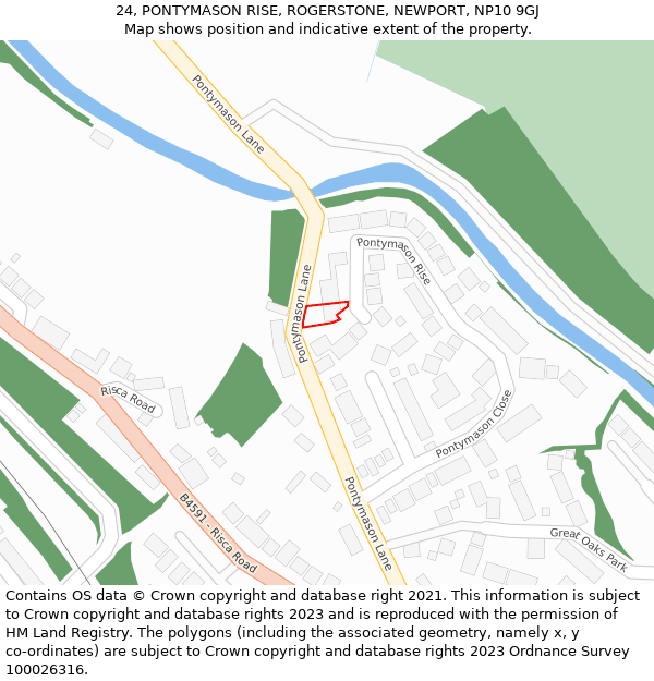24, PONTYMASON RISE, ROGERSTONE, NEWPORT, NP10 9GJ: Location map and indicative extent of plot