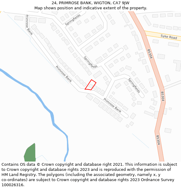 24, PRIMROSE BANK, WIGTON, CA7 9JW: Location map and indicative extent of plot