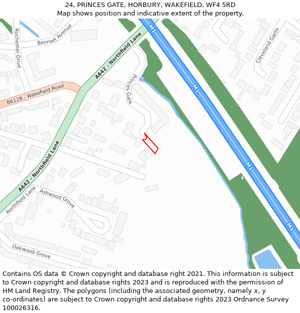 24, PRINCES GATE, HORBURY, WAKEFIELD, WF4 5RD: Location map and indicative extent of plot