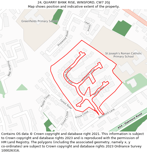 24, QUARRY BANK RISE, WINSFORD, CW7 2GJ: Location map and indicative extent of plot