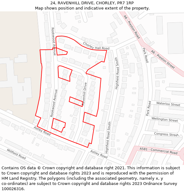 24, RAVENHILL DRIVE, CHORLEY, PR7 1RP: Location map and indicative extent of plot