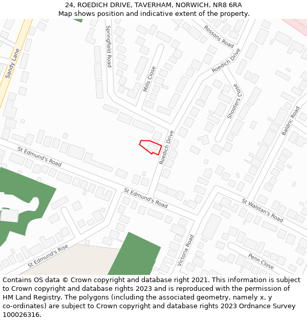 24, ROEDICH DRIVE, TAVERHAM, NORWICH, NR8 6RA: Location map and indicative extent of plot