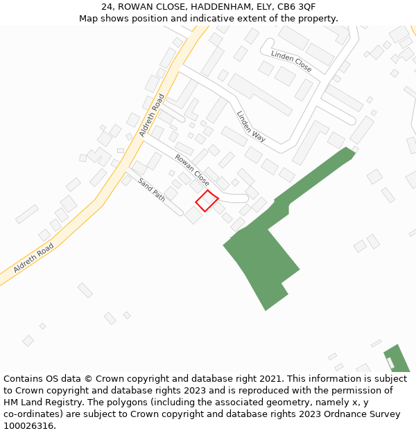 24, ROWAN CLOSE, HADDENHAM, ELY, CB6 3QF: Location map and indicative extent of plot