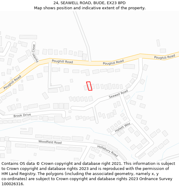 24, SEAWELL ROAD, BUDE, EX23 8PD: Location map and indicative extent of plot