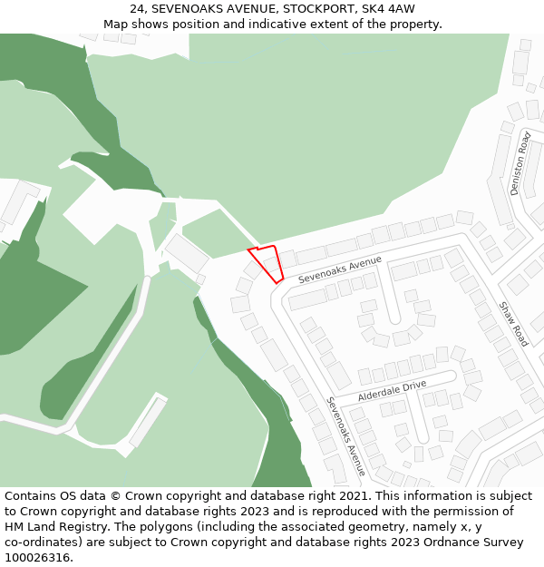 24, SEVENOAKS AVENUE, STOCKPORT, SK4 4AW: Location map and indicative extent of plot