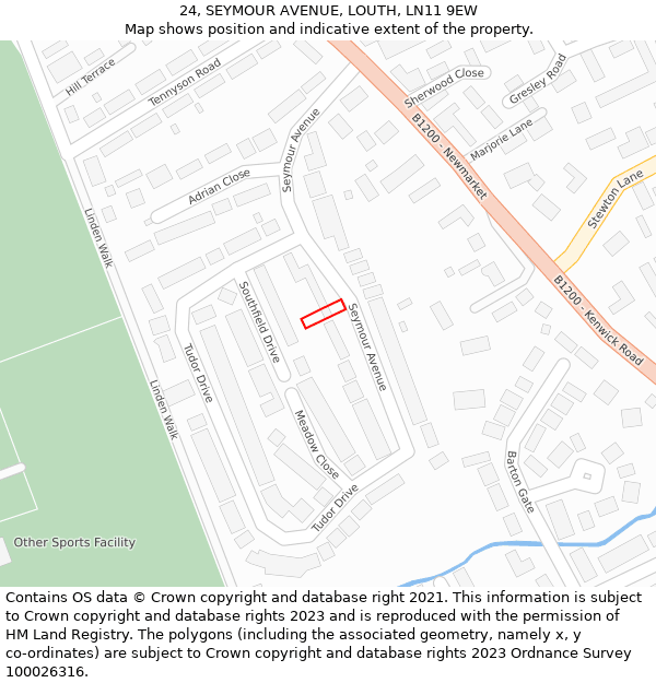 24, SEYMOUR AVENUE, LOUTH, LN11 9EW: Location map and indicative extent of plot