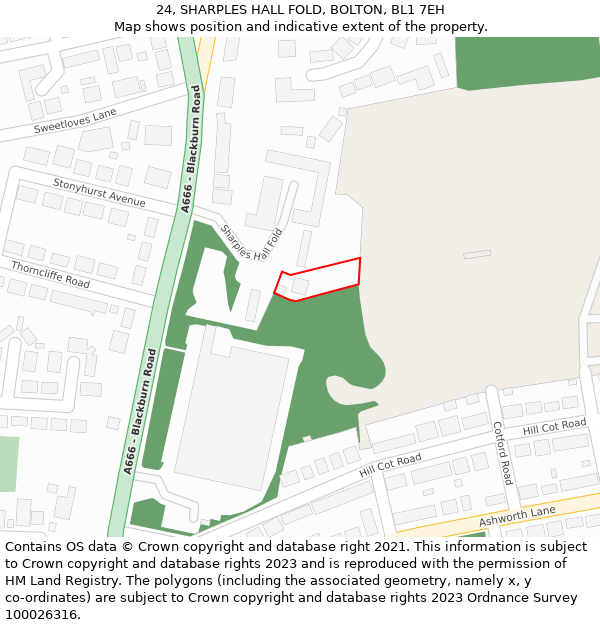 24, SHARPLES HALL FOLD, BOLTON, BL1 7EH: Location map and indicative extent of plot