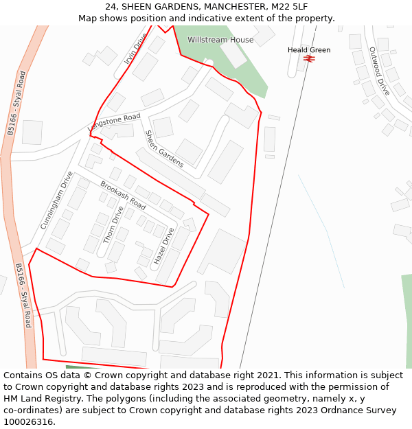 24, SHEEN GARDENS, MANCHESTER, M22 5LF: Location map and indicative extent of plot