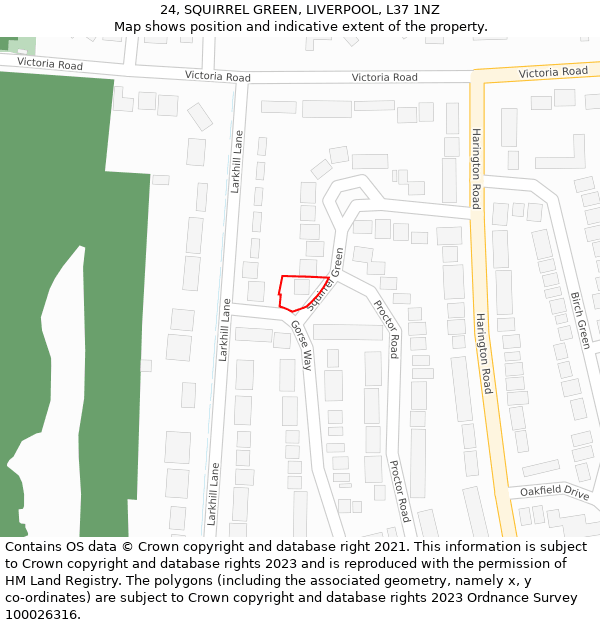 24, SQUIRREL GREEN, LIVERPOOL, L37 1NZ: Location map and indicative extent of plot